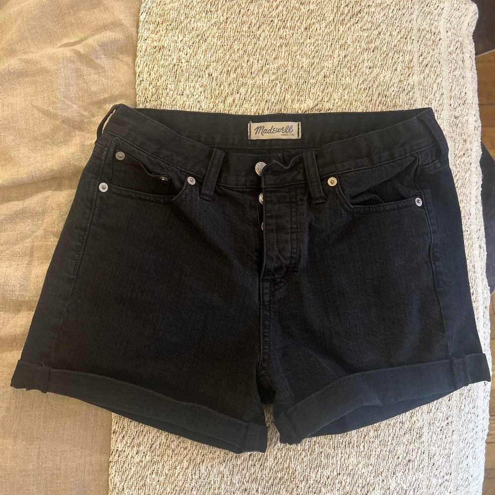 Madewell high waist black denim jean shorts button fly